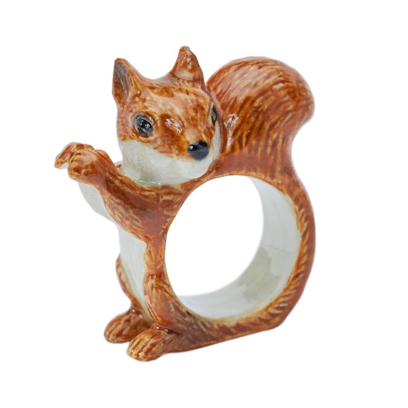 AndMary 手繪瓷戒指-松鼠 禮盒裝 Squirrel Ring - 戒指 - 瓷 咖啡色