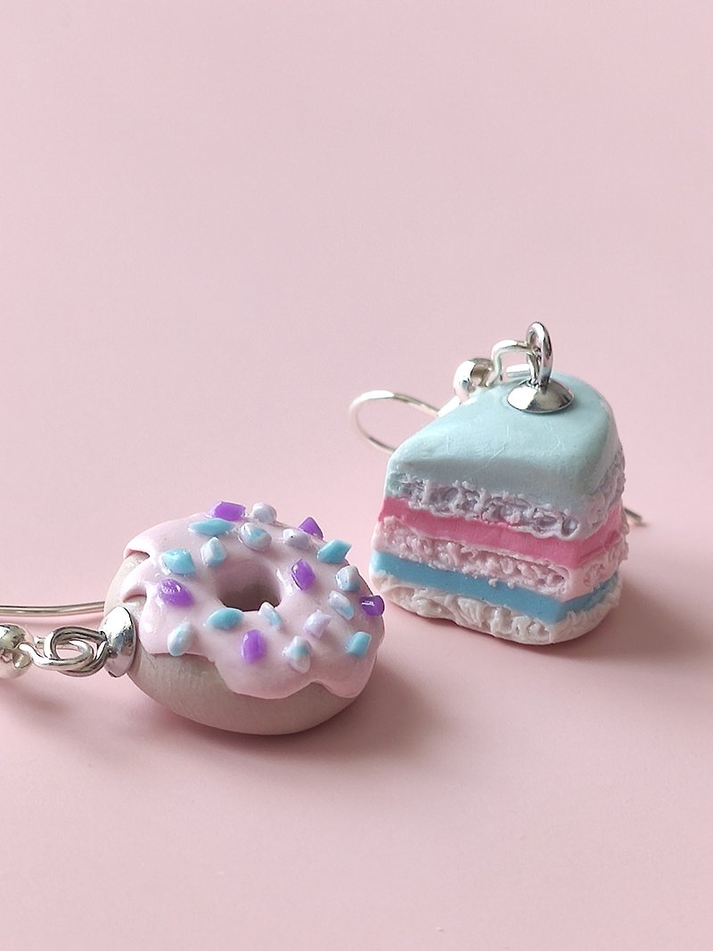 Earrings for sweet tooth - 耳環/耳夾 - 黏土 紫色