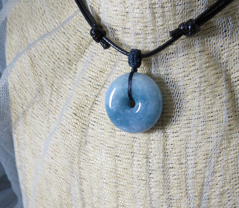 Birth Year [Ice and Snow Blue] Mood Cotton Emerald Korean Wax Thread Necklace*WB02*Lucky Lucky, Anti-villain - Necklaces - Gemstone Multicolor