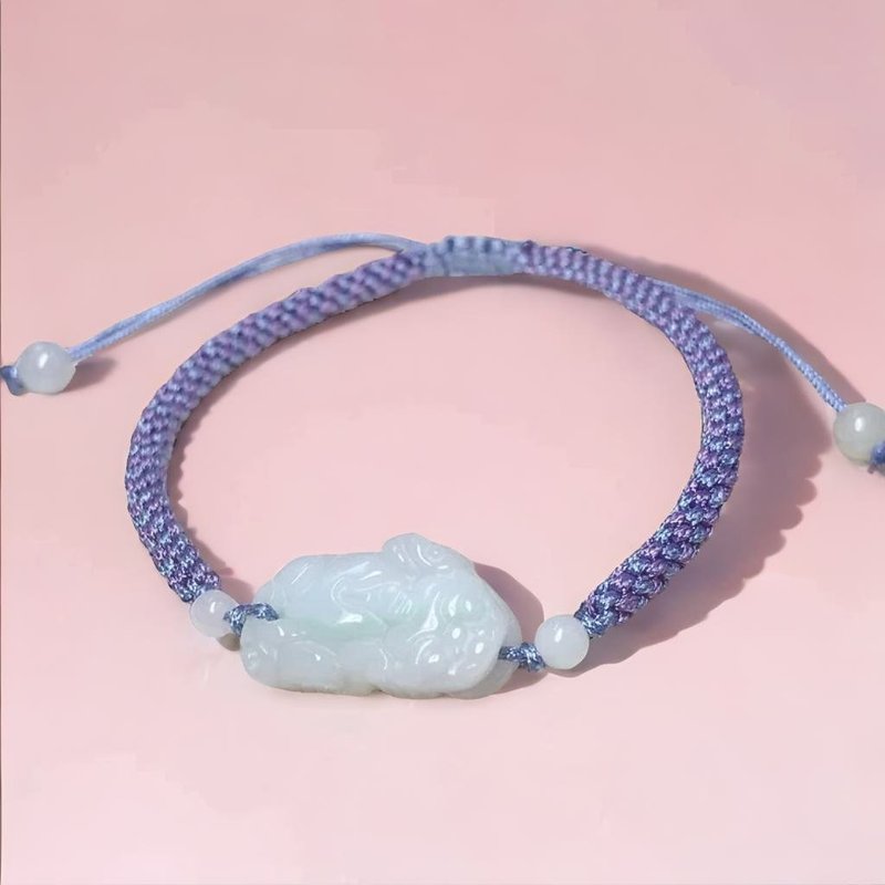 [Lucky Beast] Icy Green Jade Pixiu Braided Bracelet | Natural Burmese Jade Jade A Grade | Gift - Bracelets - Jade Multicolor