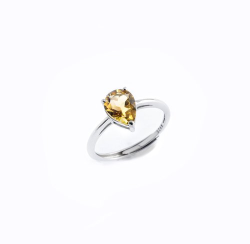安珠 AND JEWEL 每天配戴的天然寶石 AND 碧璽 黃色 水滴 6*8mm 戒指 經典系列 Pear 天然寶石