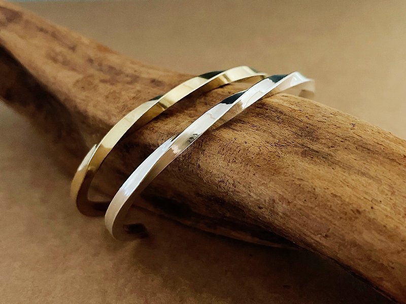 Twist bracelet/Sterling silver bracelet/ Bronze bracelet/Customized products/Handmade experience/Handmade metalworking - Bracelets - Sterling Silver 