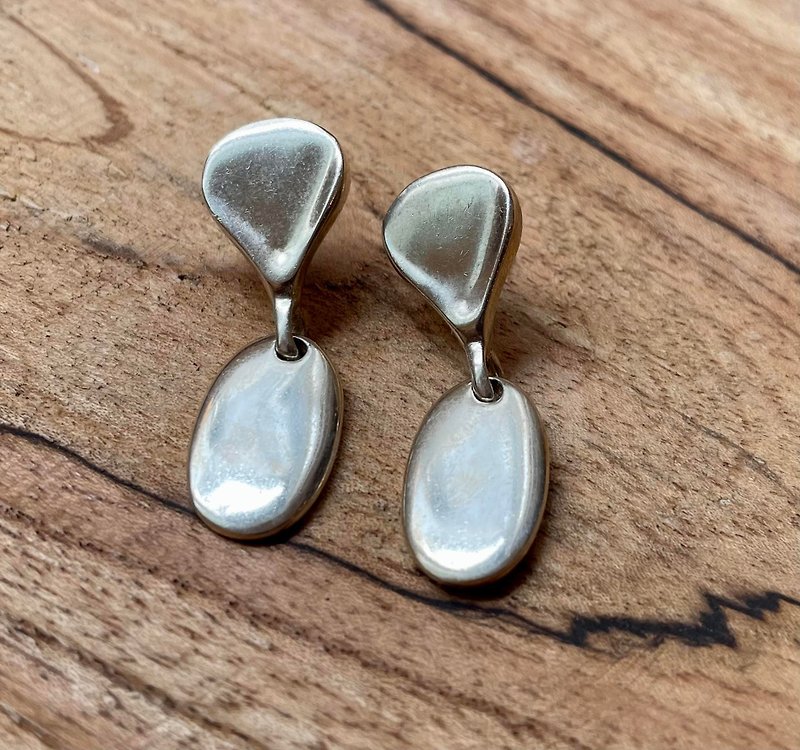 Oval Teardrop Dangle Post Earrings - Earrings & Clip-ons - Sterling Silver 