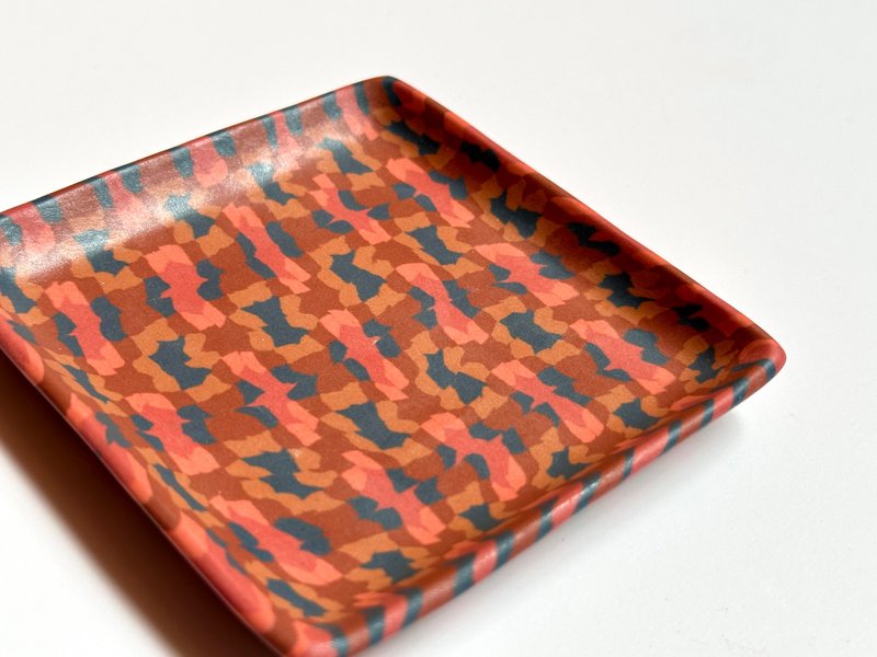 絞胎瓷盤一玫瑰胭脂 - 豉油碟/小碟/醬油碟 - 瓷 紅色