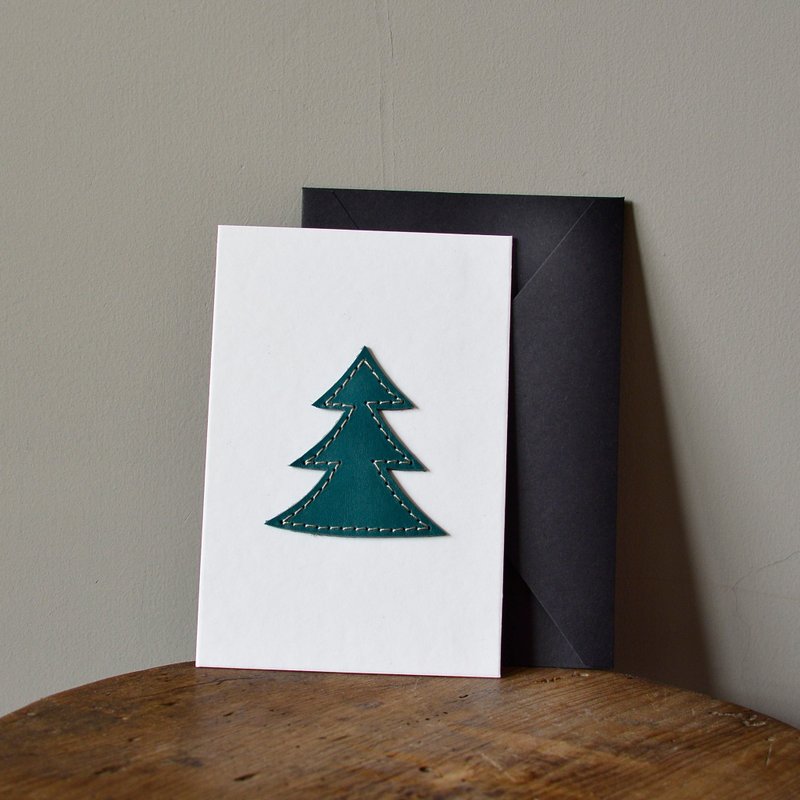 【水下一百米的聖誕樹】皮革卡片 聖誕節卡片 Xmas 客製化卡片 - 卡片/明信片 - 真皮 綠色
