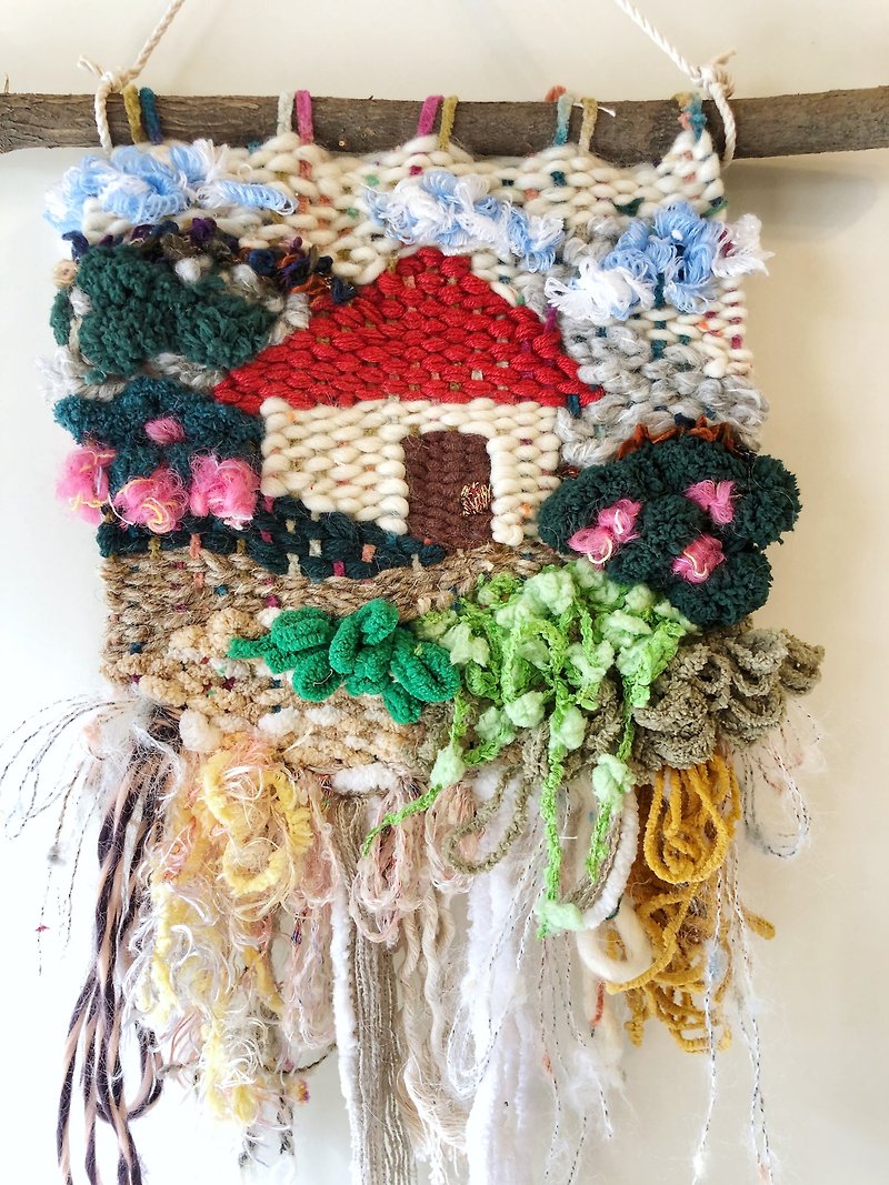 編織壁飾- 小紅屋-開花了 - 裝飾/擺設  - 棉．麻 