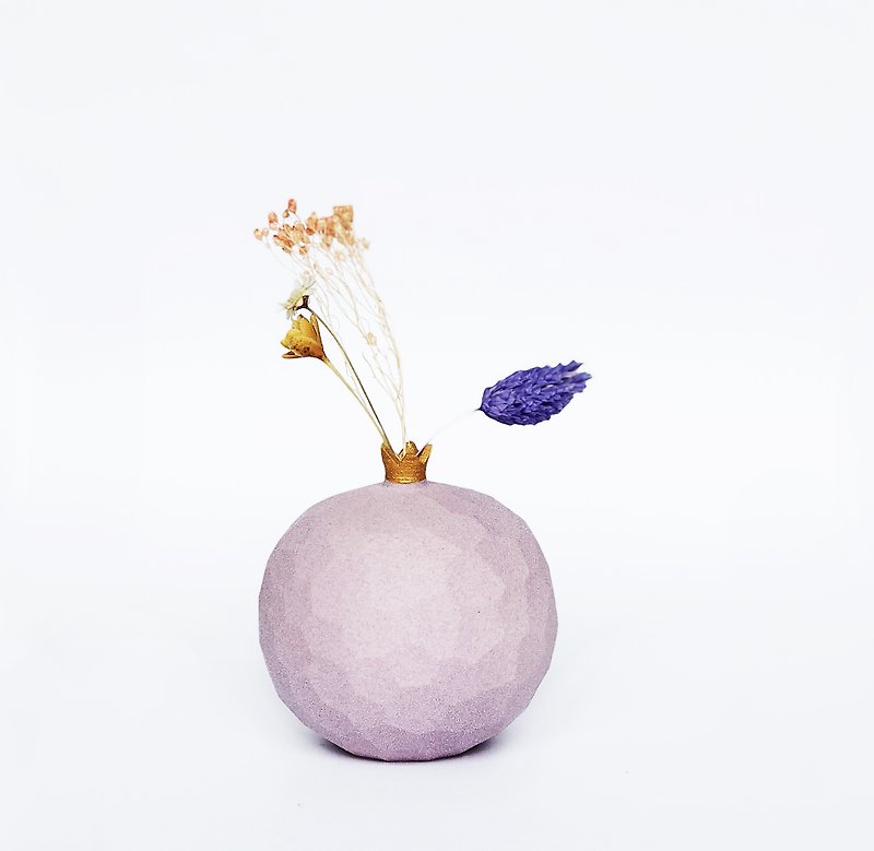 手工陶瓷石榴形状迷你花器－清新紫 - 花瓶/陶器 - 瓷 紫色