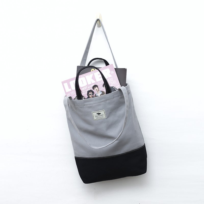 2way-tote - light gray - Clutch Bags - Cotton & Hemp Gray