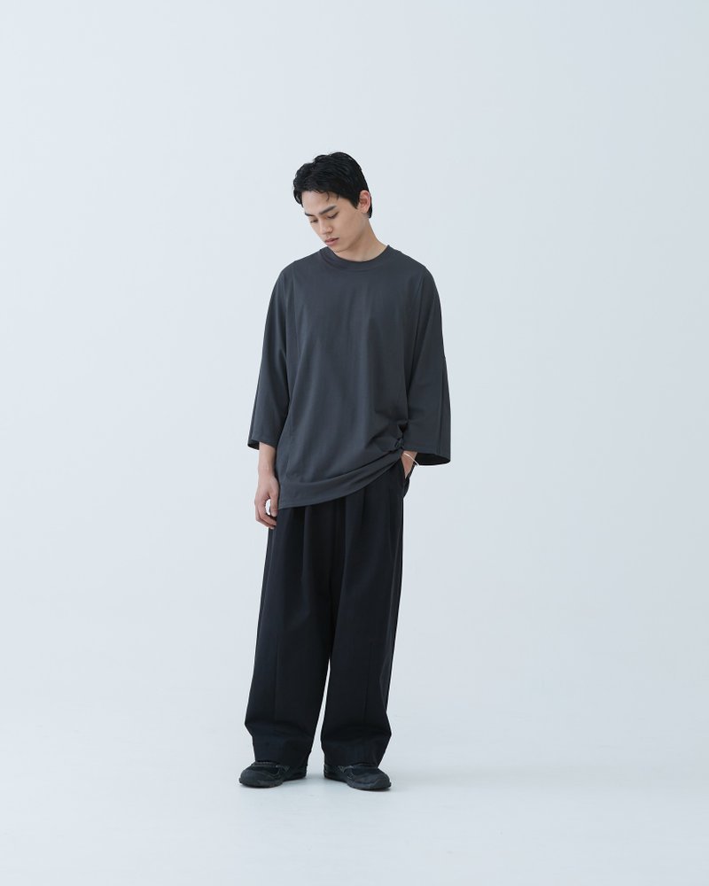 立體弧形低檔寬褲丹寧 3D Low-grade Wide Pants Denim - 男長褲/休閒褲 - 棉．麻 藍色