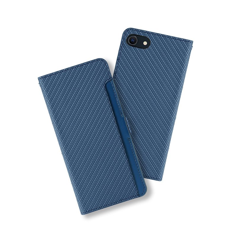 CASE SHOP iPhone SE (3rd/2nd Generation) Front Storage Side Flip Leather Case-Blue - เคส/ซองมือถือ - หนังเทียม สีน้ำเงิน
