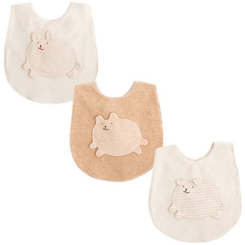 Y-1083 100% Organic Cotton Bib Rabbit Kumainu Made in Japan - Bibs - Cotton & Hemp White