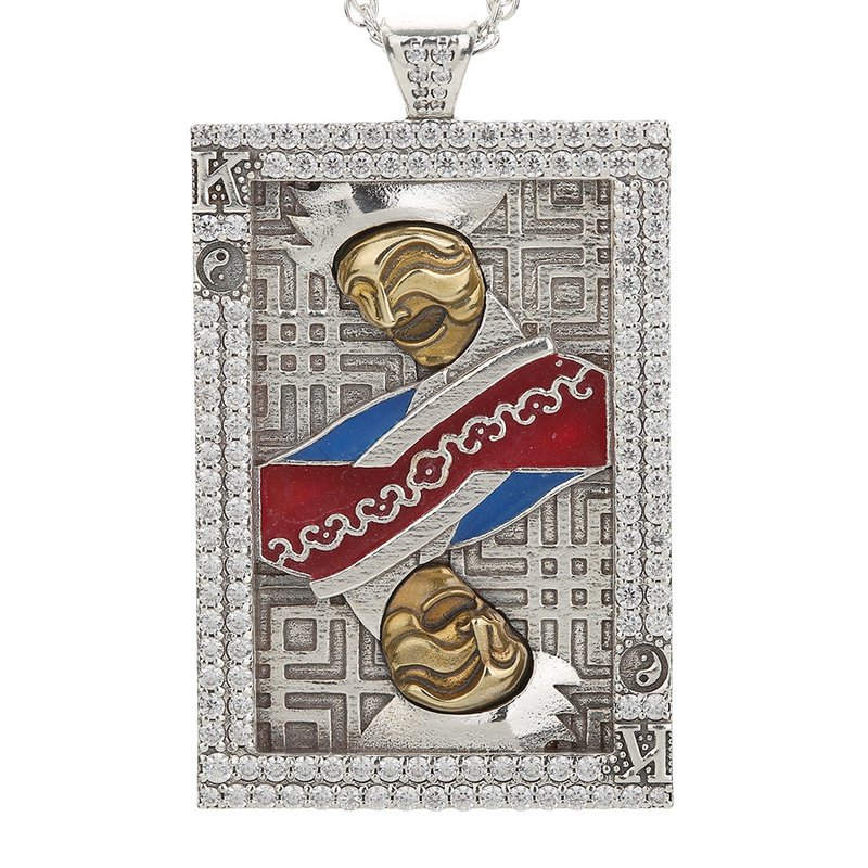 Korea traditional Hahoe Tal ice Trump card Silver necklace / Tal - 4 - สร้อยคอ - โลหะ สีเงิน