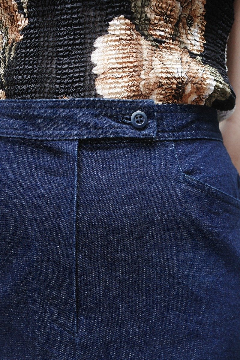 Awhile | Vintage denim skirt no.459 - Skirts - Cotton & Hemp Blue