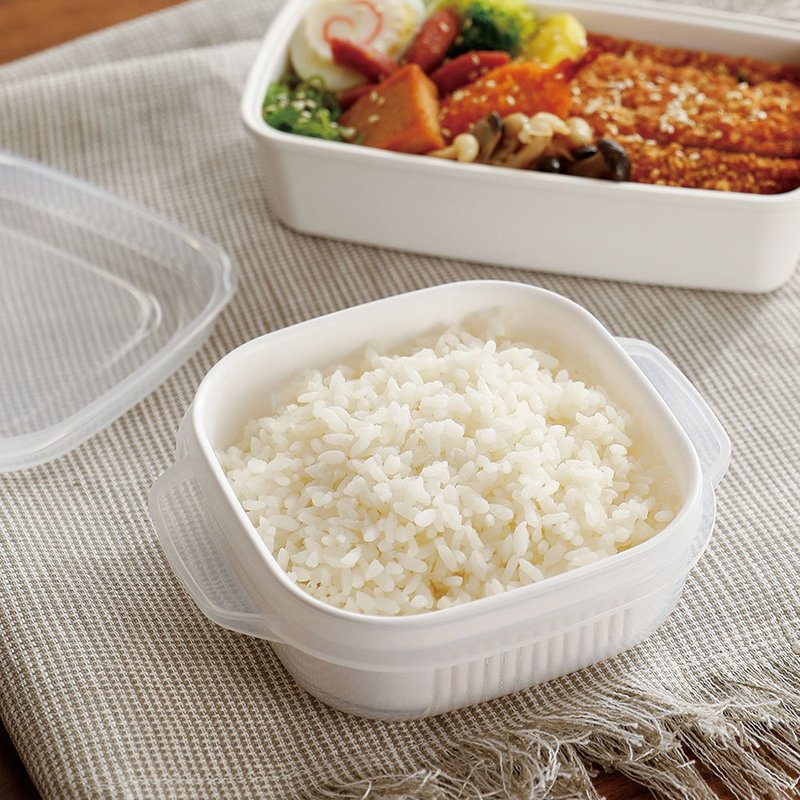 日本霜山 微波蒸煮米飯冷凍冷藏保鮮盒-400ml-3入 - 便當盒/食物袋 - 塑膠 白色