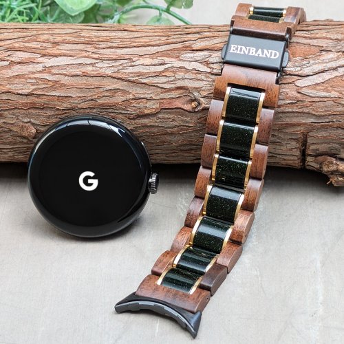 EINBAND 【木製バンド】Google Pixel Watch 天然木バンド グリーンサンドストーン×クルミ