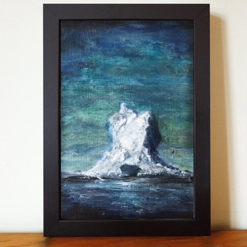 Iceberg oil painting F 1 with frame size about 26 * 19cm - Posters - Cotton & Hemp Blue