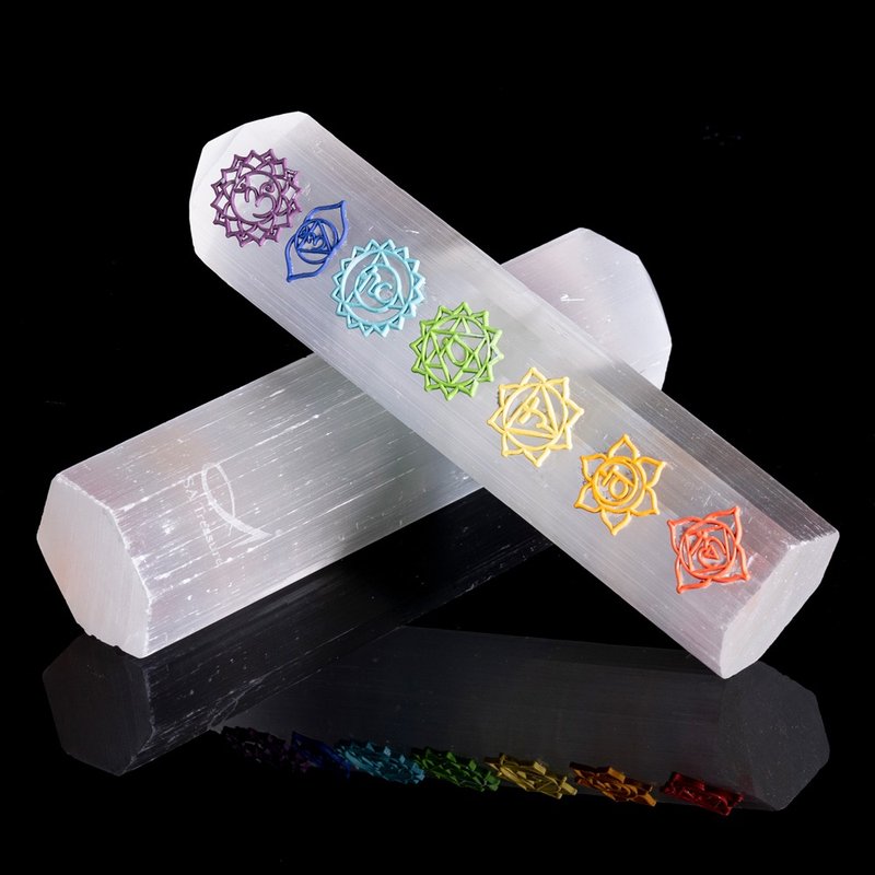 淨化脈輪石膏柱 | 天然能量水晶 | 擺件 - 擺飾/家飾品 - 水晶 白色