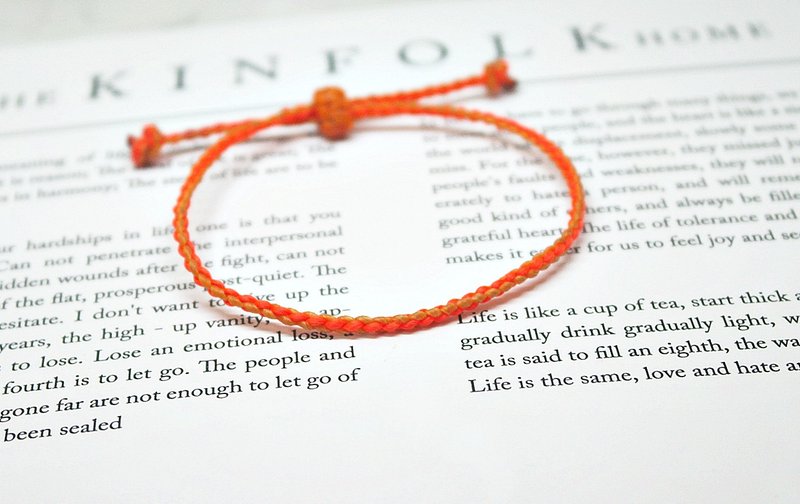 Hand-knitted silk Wax thread ((retractable)) <drizzle> //You can choose your own color// - Bracelets - Wax Orange