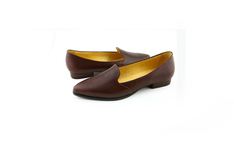 Lady pointed toe low-heel loafers - รองเท้าอ็อกฟอร์ดผู้หญิง - หนังแท้ 