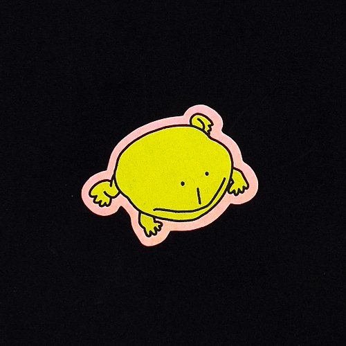 Two in row Original Risograph smiling frog sticker