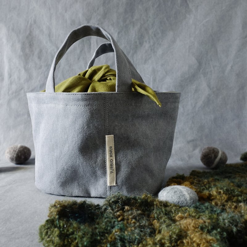 Carpet grandfather's convenience bag | minimalist gray | - กระเป๋าถือ - ผ้าฝ้าย/ผ้าลินิน สีเทา