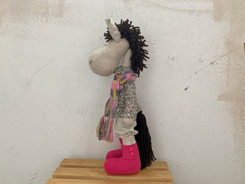Horse interior doll, Gift for New Year, Symbol of 2026 - 寶寶/兒童玩具/玩偶 - 亞麻 灰色