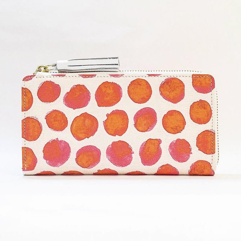 Spanish leather L-shaped zipper long wallet genuine leather polka longwallet wallet leather made in Japan Japan [Cherry] TOW003 - Wallets - Genuine Leather Red