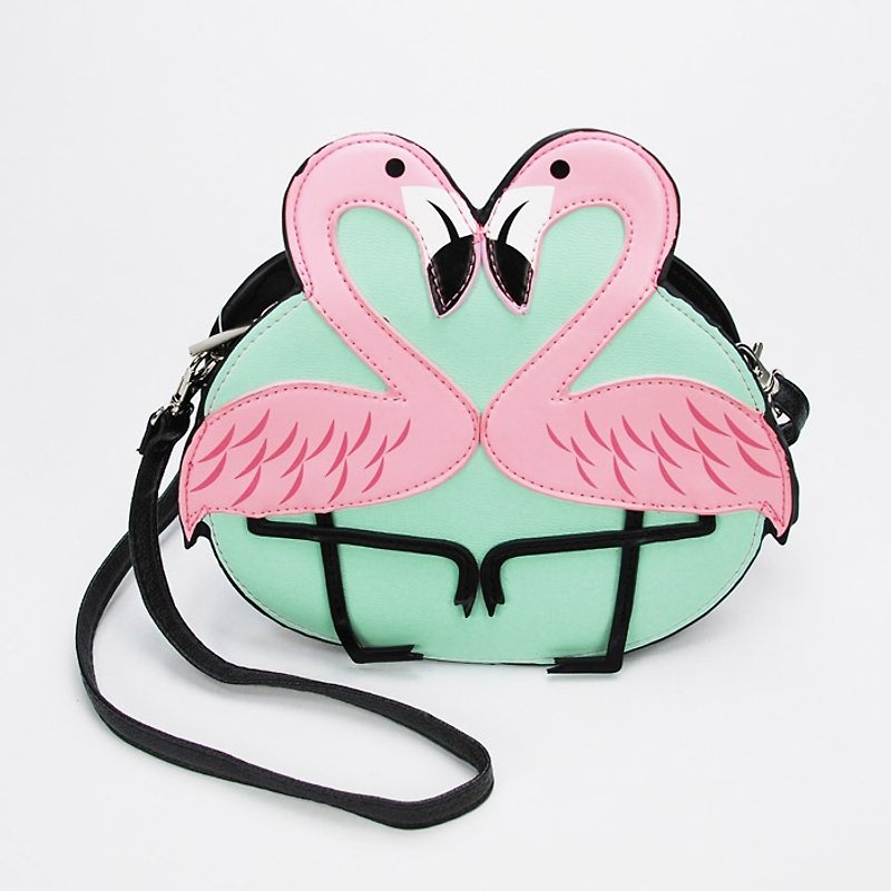 Sleepyville Critters Pink Flamingo Love Shoulder Crossbody Bag - Messenger Bags & Sling Bags - Faux Leather Multicolor