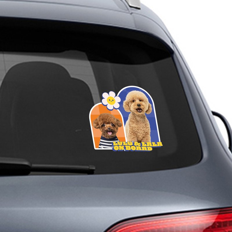 【 :toPET 客製化】寵物車貼 (2 張寵物照) - 貼紙 - 防水材質 多色