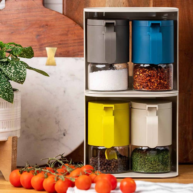 Canadian ZUUTii glass seasoning jar storage set (2 seasoning jars + 1 special storage rack) - Food Storage - Glass Multicolor