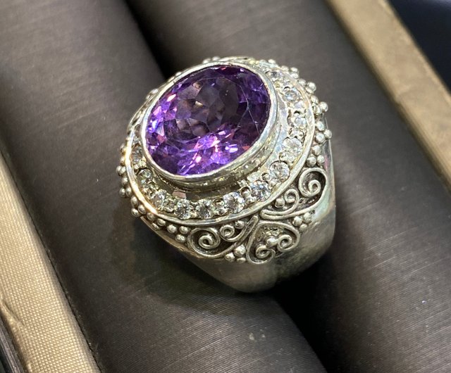 Nepali discount Handmade Amethyst Adjustable Ring /Real Stone Handmade Ring/Gemstone Ring/Nepali Jewellery