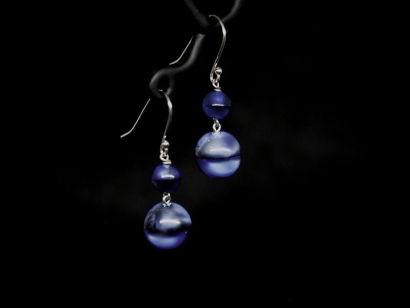 #GE0162 Murano Glass Beads Earring - Earrings & Clip-ons - Glass Blue