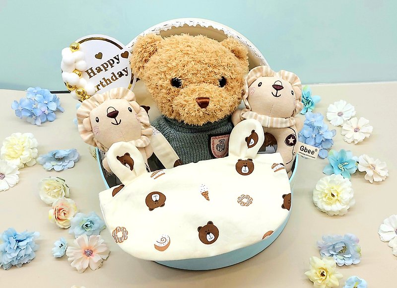 Bear Loves You Cradle Full Moon Gift/Full Moon Gift Box/Birthday/Newborn/Gift - ของขวัญวันครบรอบ - ผ้าฝ้าย/ผ้าลินิน สีกากี
