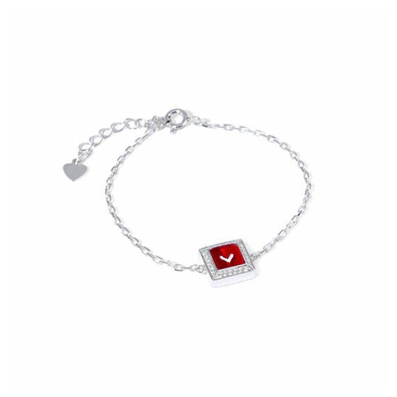 Square Diamond Bracelet-Ashes and Hair Glaze Memorial - สร้อยข้อมือ - เงินแท้ สีเงิน