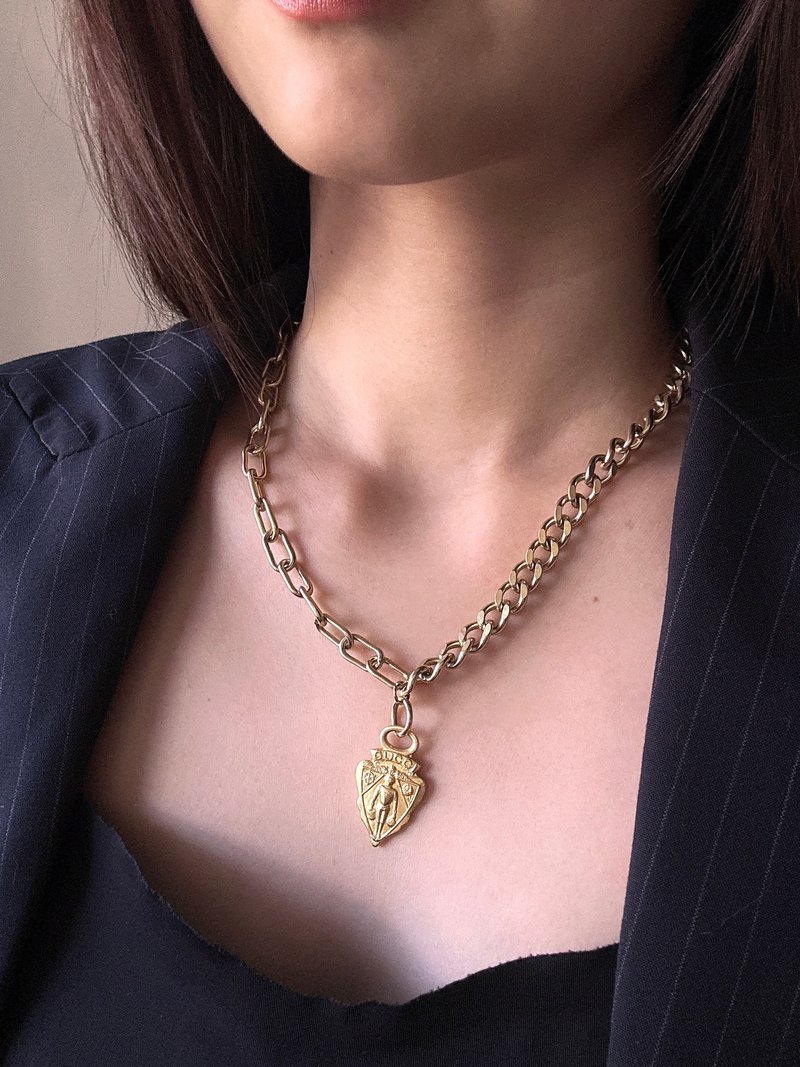 ヴィンテージ一点物 Gucci ネックレス ジッパーチャーム リメイク DIY 男女兼用 ギフト アンティークジュエリー - ネックレス - 金属 ゴールド