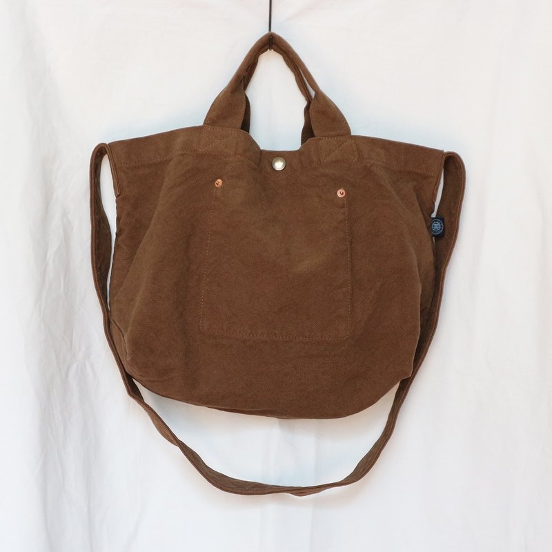 Horizontal tote bag [2024 Fall/Winter limited edition color: Chocolate] (VC-9) - กระเป๋าถือ - ผ้าฝ้าย/ผ้าลินิน สีนำ้ตาล