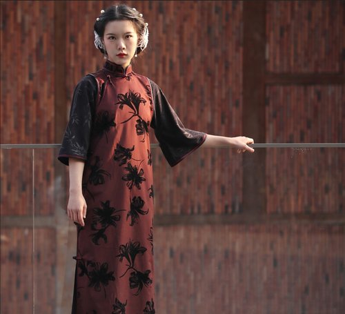 中国語：海派旗袍【新品】 黑色海派旗袍新中式民国风年轻款气质高端老上海夏季无袖日常可穿