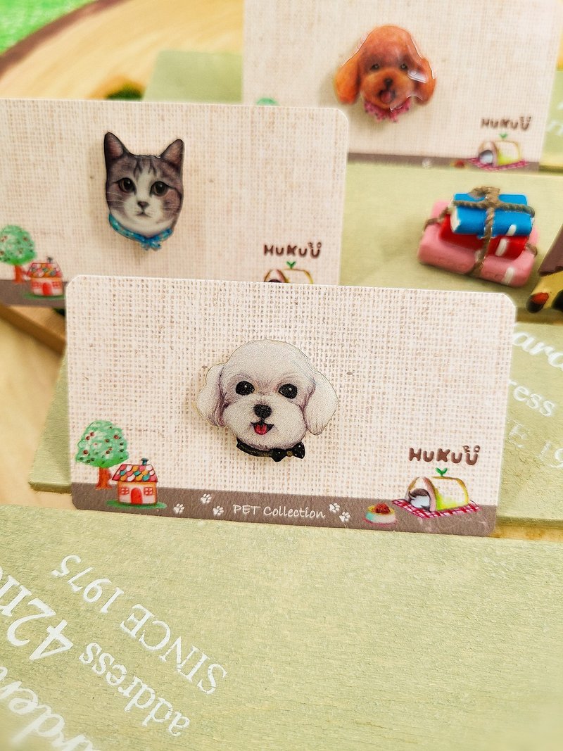 | Hand-painted pet series | Maltese small badge - Brooches - Other Materials 