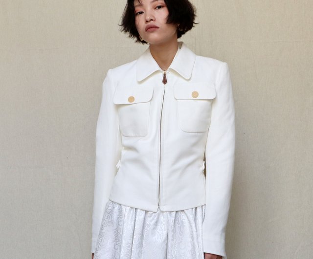 Pumpkin Vintage. HERMES Hermes white zipper casual jacket