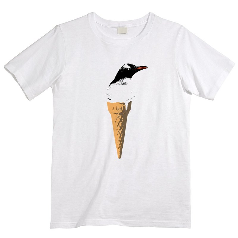 T-shirt / cool biz penguin 2 - เสื้อยืดผู้ชาย - ผ้าฝ้าย/ผ้าลินิน ขาว