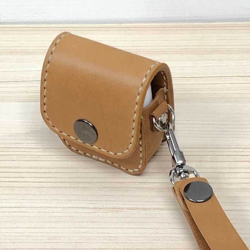 AirPods 2 leather case - พวงกุญแจ - หนังแท้ สีนำ้ตาล