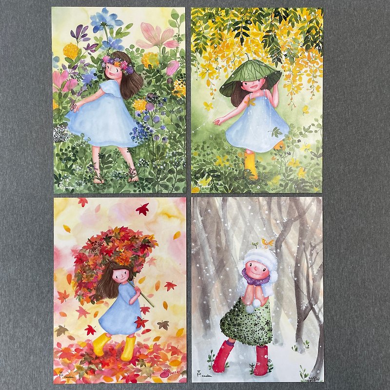 Qatar Selected Stories Postcard Set - Minuet of the Four Seasons (Large Postcard A5 Size) - Cards & Postcards - Paper Green