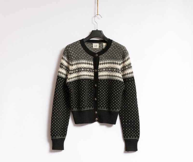 Vintage GAP 90s Woman Wool Buttons Fastens Jumper 5261 - 女毛衣/針織衫 - 羊毛 黑色