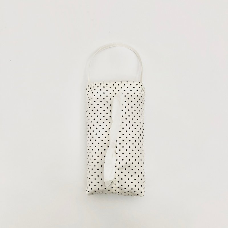 Hanging a tissue paper cover with black dots on white background - Tissue Boxes - Cotton & Hemp White