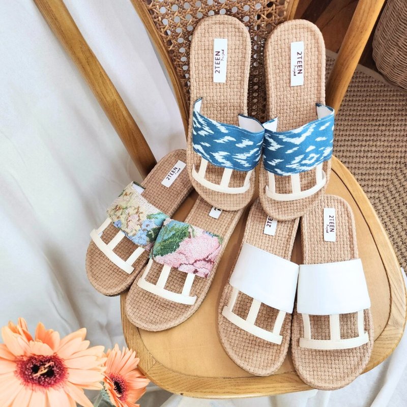 Artisan Stride Sandals : Flora / Blue / White - 女休閒鞋/帆布鞋 - 橡膠 