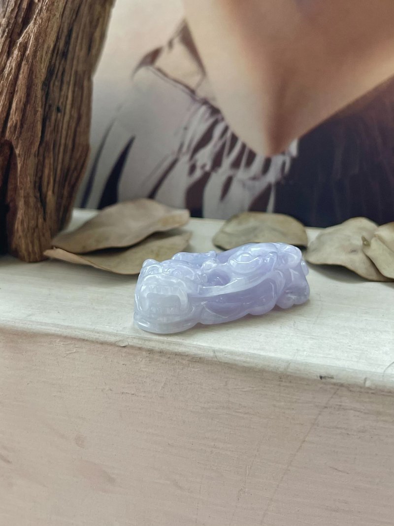 冰種濃郁紫羅蘭貔貅翡翠擺件 招財 鎮宅 |天然緬甸翡翠 - 吊飾/掛飾 - 玉石 紫色