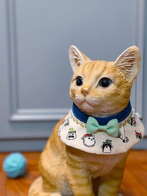 Keanfactory 搗蛋貓咪過聖誕 貓咪專用小領子 圍巾 項圈 白色式