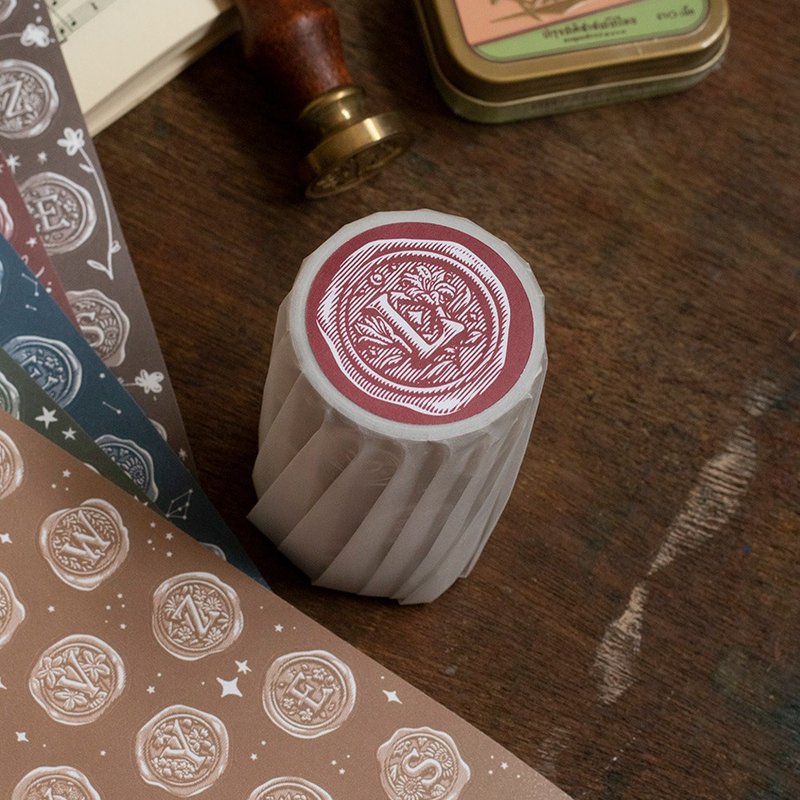 A~Z封蠟貼 - 7cm割型紙膠帶 - 紙膠帶/和紙/PET - 紙 多色