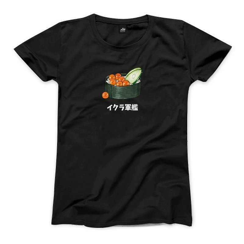 鮭魚卵軍艦 - 黑 - 女版T恤 - 女 T 恤 - 棉．麻 黑色