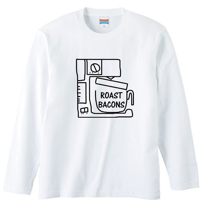 Long Sleeve T-shirt / Roast Bacons Coffee Maker - เสื้อยืดผู้ชาย - ผ้าฝ้าย/ผ้าลินิน ขาว